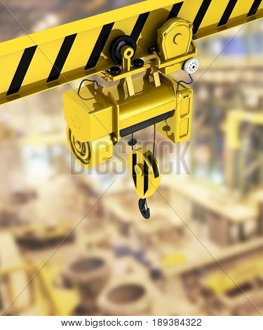 Overhead Crane Isolated On Factory Background 3D