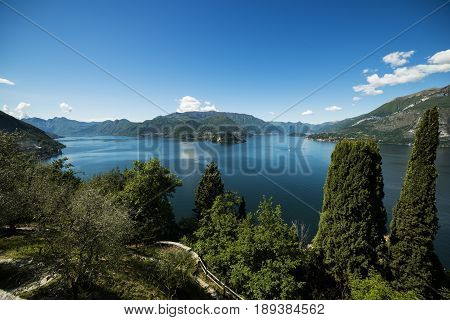 Panoramic view of Lake Como_the promontory of Bellagio from Vezio castle