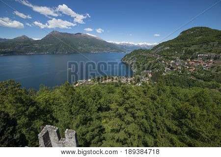 Panoramic view of north branch of lake Como from Vezio castle