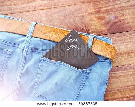 Father's Day Card. Jeans Pocket Masculine Present For Best Daddy.
