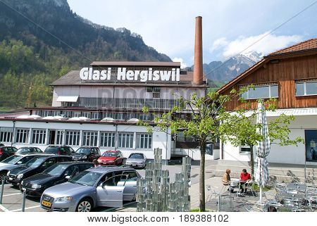 Hergiswil, Switzerland - 26 april 2008: The Glass processing industry of Glasi Hergiswil in Switzerland
