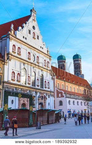 Munich, Germany - December 26, 2016: Neuhauser street view in Munich