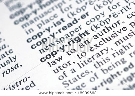 คำว่าลิขสิทธิ์จากพจนานุกรมแสดงความลึกตื้นของเขตข้อมูล