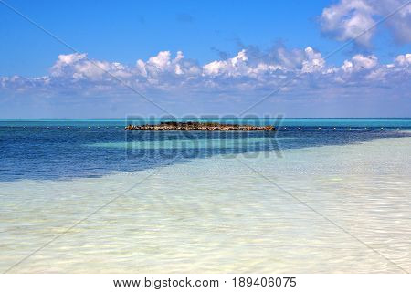 Coastline And Rock In The    Contoy  Mexico