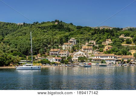 Agios Stephanos a small tourist resort on the north east coast of Corfu in Greece