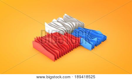 Abstract wavy shapes background 3D rendering, illustration