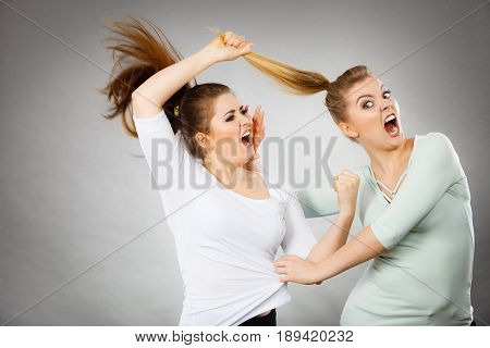Two Agressive Women Having Argue Fight