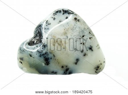 moss agate chalcedony quartz semigem geological mineral isolated