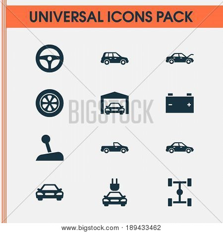 Auto Icons Set. Collection Of Drive Control, Automobile, Fixing And Other Elements. Also Includes Symbols Such As Gear, Fixing, Wheelbase.