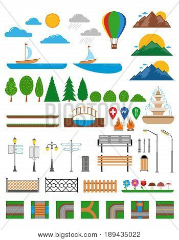 Vector Nature, Landscapes, Parks And Outdoor Design Elements