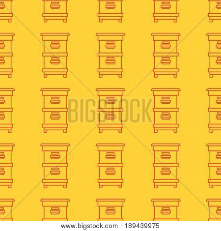 Beautiful Seamless pattern in a linear style on the theme of apiary and beekeeping. Bee houses, beehives. Texture for scrapbooking, wrapping paper, textiles, web page, wallpapers, surface design,