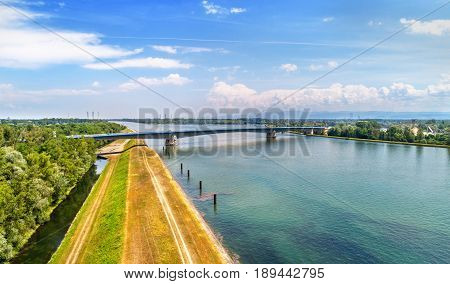 Pierre Pflimlin motorway bridge over the Rhine connecting France and Germany