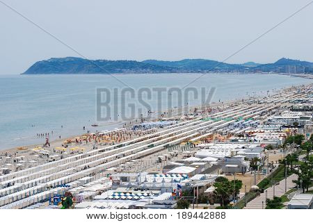 Riccione adriatic sea promenade sud with walkway with gabicce view