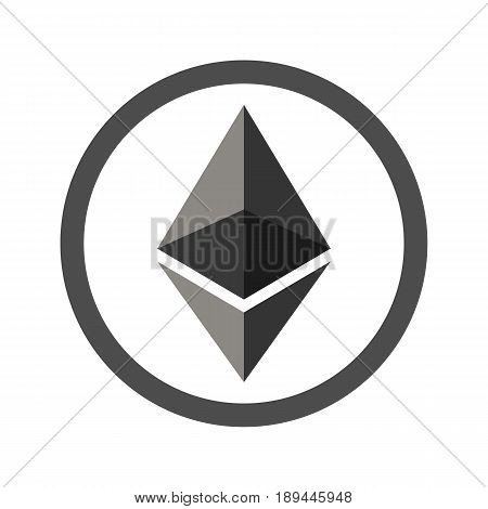 Ethereum flat icon for internet money. Crypto currency symbol and coin image. Blockchain based secure cryptocurrency. For using in web projects or mobile applications. Isolated vector illustration.