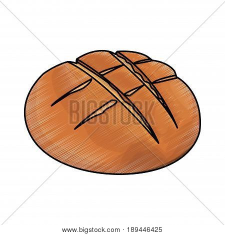 round bread wheat baked breakfast icon vector illustration