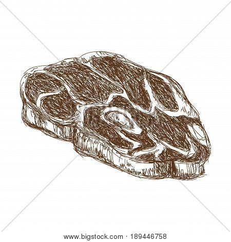 t-bone steak beef fillet fresh grilled engraved vector illustration