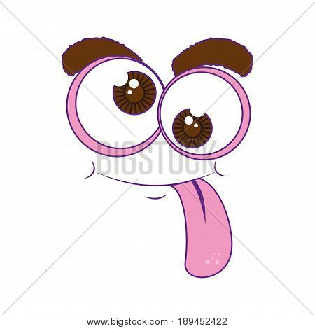 comic face with crazy eyes icon over white background vector illustration