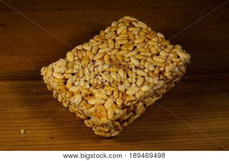 Caramel Brittles On A Wooden Table