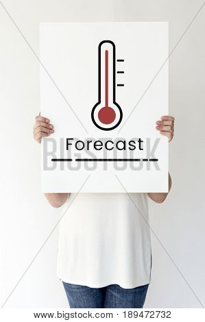 Hands holding billboard network graphic overlay
