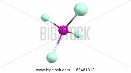 Silicon tetrachloride or tetrachlorosilane is the inorganic compound with the formula SiCl4. It is a colourless volatile liquid that fumes in air. 3d illustration