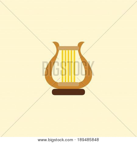 Flat Harp Element. Vector Illustration Of Flat Lyre Isolated On Clean Background. Can Be Used As Harp, Lyre And Instrument Symbols.