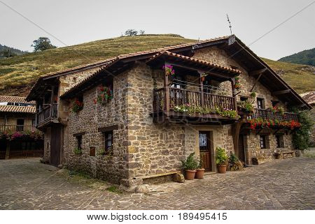 Beautiful Village Barcena Maior In Asturia Y Cantabria, Spain