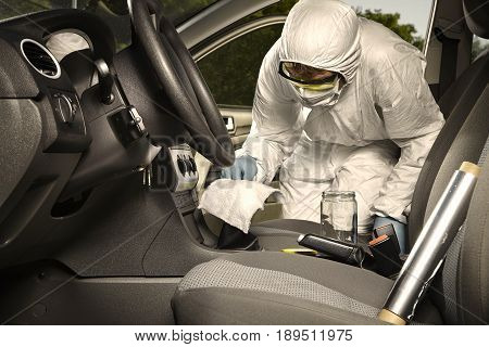 Crime scene investigation - collecting of odor traces by criminologist