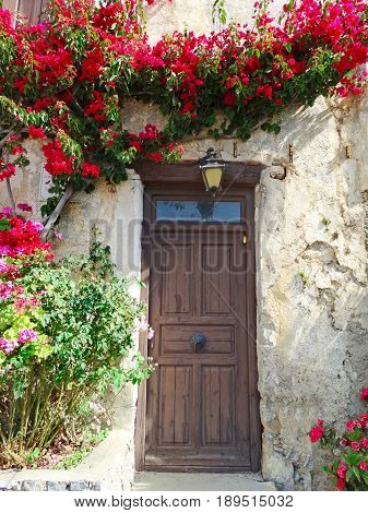 traditional street and door architecture detail in Greece