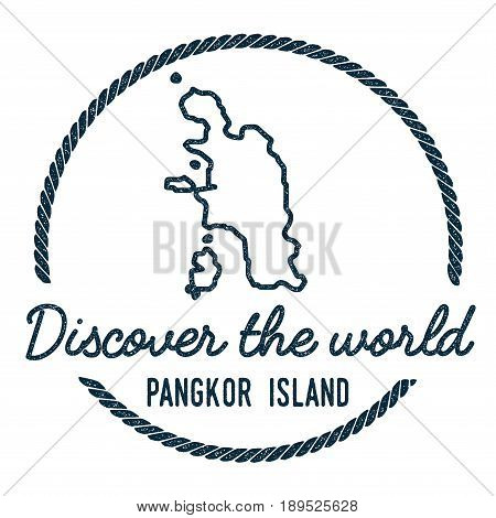 Pangkor Island Map Outline. Vintage Discover The World Rubber Stamp With Island Map. Hipster Style N
