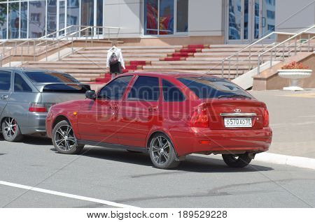 SARANSK, RUSSIA - MAY 20, 2017: Lada Priora parked on city street.