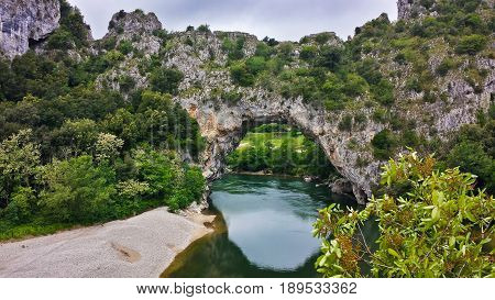 Le Pont d Arch, the rock brodge in Natural Reserve of Ardeche, France