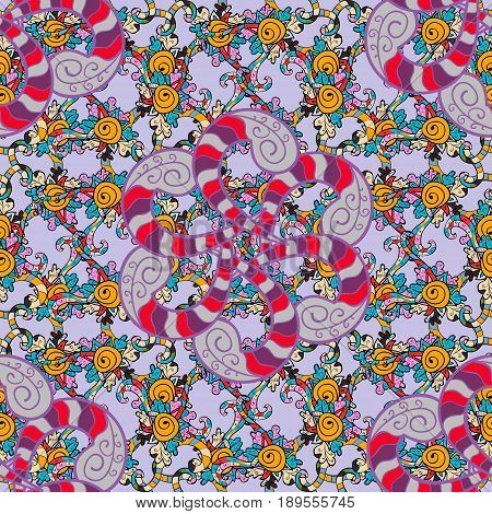 Abstract Ethnic Vector Seamless Pattern. Tribal Art Boho Print Vintage Flower Background. Background