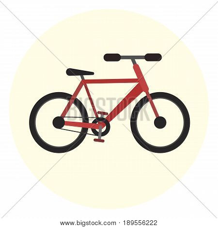 Flat red vector bicycle icon colorful city ecological transport