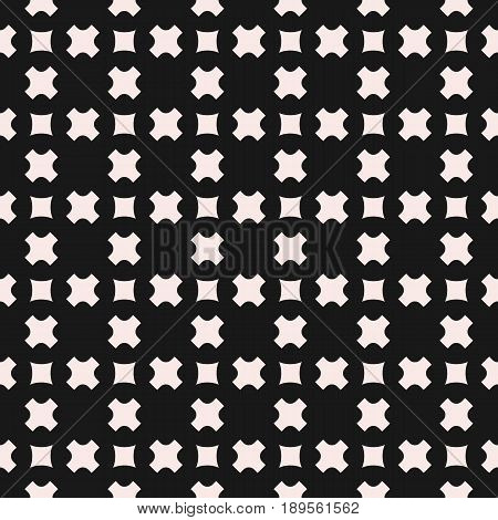 Vector seamless pattern, stylish monochrome geometric texture, smooth small crosses & squares staggered grid abstract background. Abstract dark repeat texture for tileable print, covers, textile, package abstract background, cloth seamless pattern