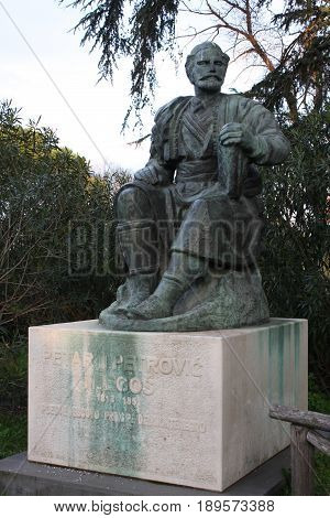 Statue of Petar II Petrovic-Njegos in park Borghese, Rome