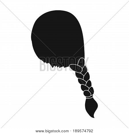 Red pigtail.Back hairstyle single icon in black style vector symbol stock illustration .