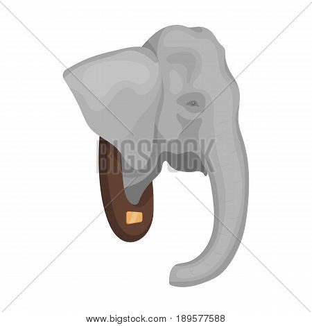 Stuffed elephant head.African safari single icon in cartoon style vector symbol stock illustration .