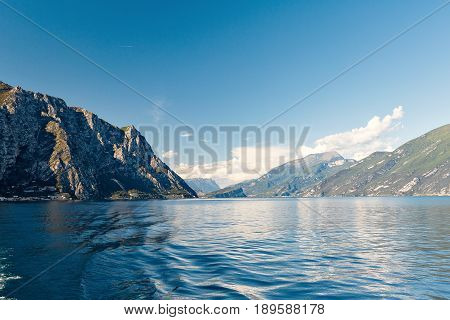 Lake Garda is the largest lake in Italy. It is located in Northern Italy, about half-way between Brescia and Verona, and between Venice and Milan
