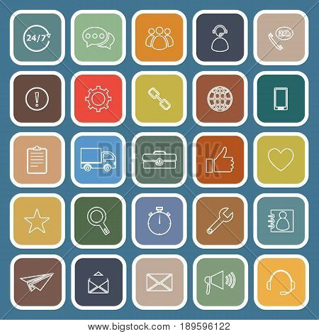 Customer service flat icons on blue background, stock vector