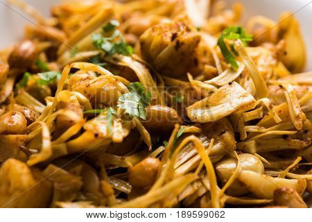 Kathal ki Sukhi Sabzi or jackfruit vegetable recipe of fanas chi bhaji or phanas ki sabzi