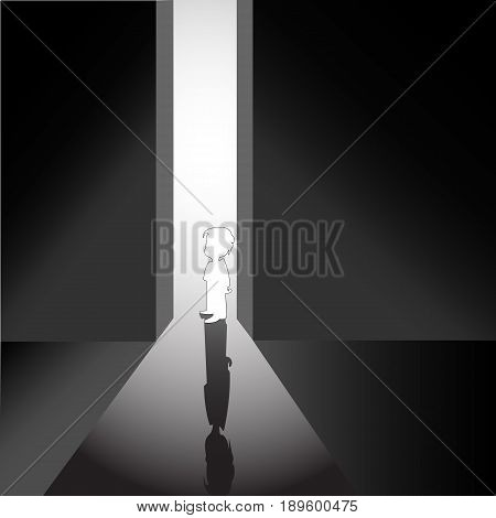 Between the shadow and the light / Man and light / vector
