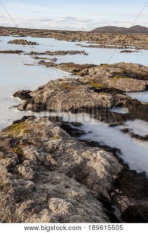 View on Volcanic lake - Blue Lagoon Iceland.