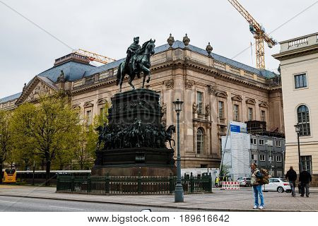 Historical Building On The Street Of Berlin City In Spring 2017