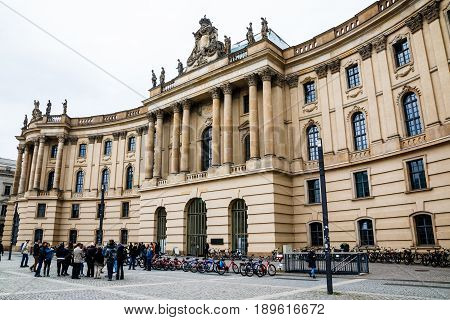 Historical Building On The Street Of Berlin City In Spring 2017