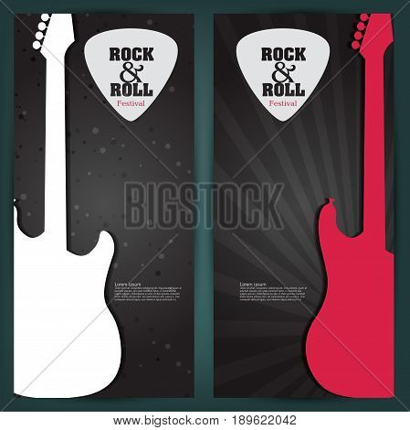 Music dark banner background set. vector illustration