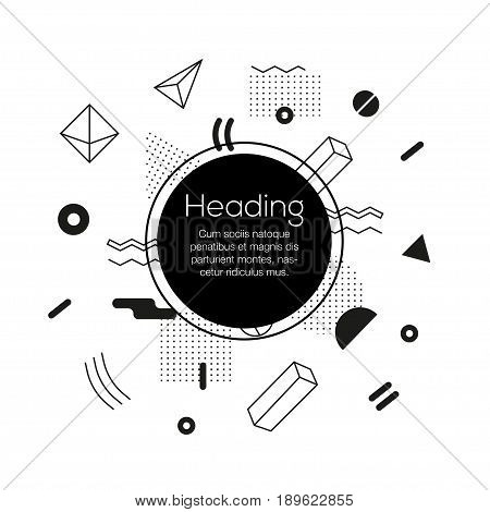 Abstract Background - vector template black and white illustration for your presentation. Make your idea look good. Heading with text. Modern outlook with different shapes. Copy space for your information.
