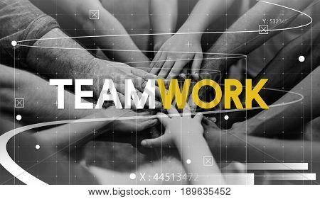 Group of people holding hand assemble togetherness