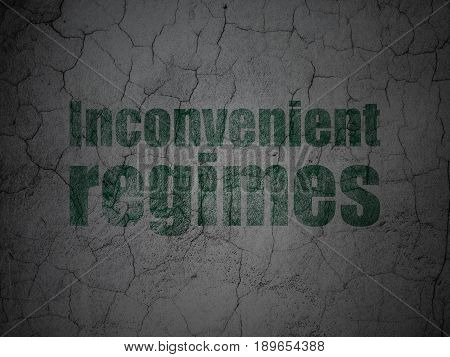 Political concept: Green Inconvenient Regimes on grunge textured concrete wall background