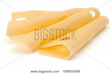 three Cheese slices isolated on white background