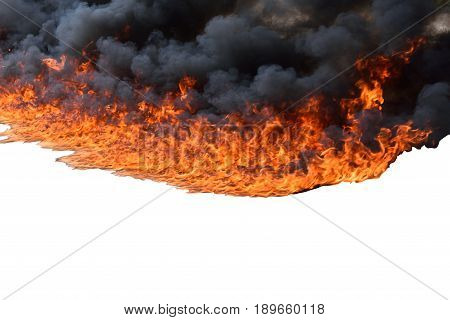 fire and black smoke on isolated background